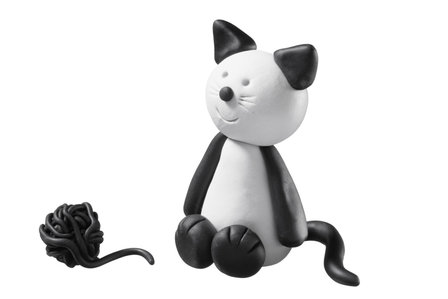 FIMO kleiset Grappige Katten - Grijs zwarte Kat van klei