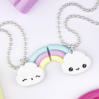 FIMO klei vriendschapsketting regenboog - ketting van FIMO klei