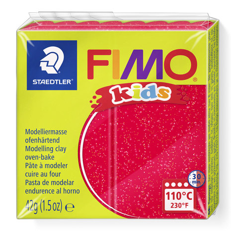 FIMO Kids klei - Rood glitter (nr 212)
