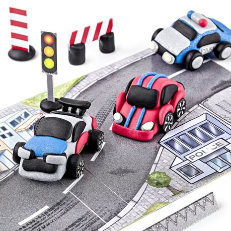 FIMO kleiset Politie Race - politie auto en raceauto's van klei